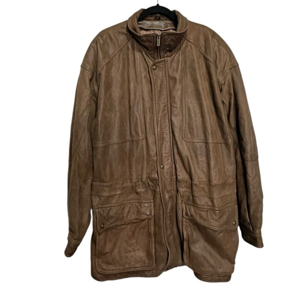 VTG Wilsons Adventure Bound Brown Suede Leather Bomber Jacket Large No Zip Liner
